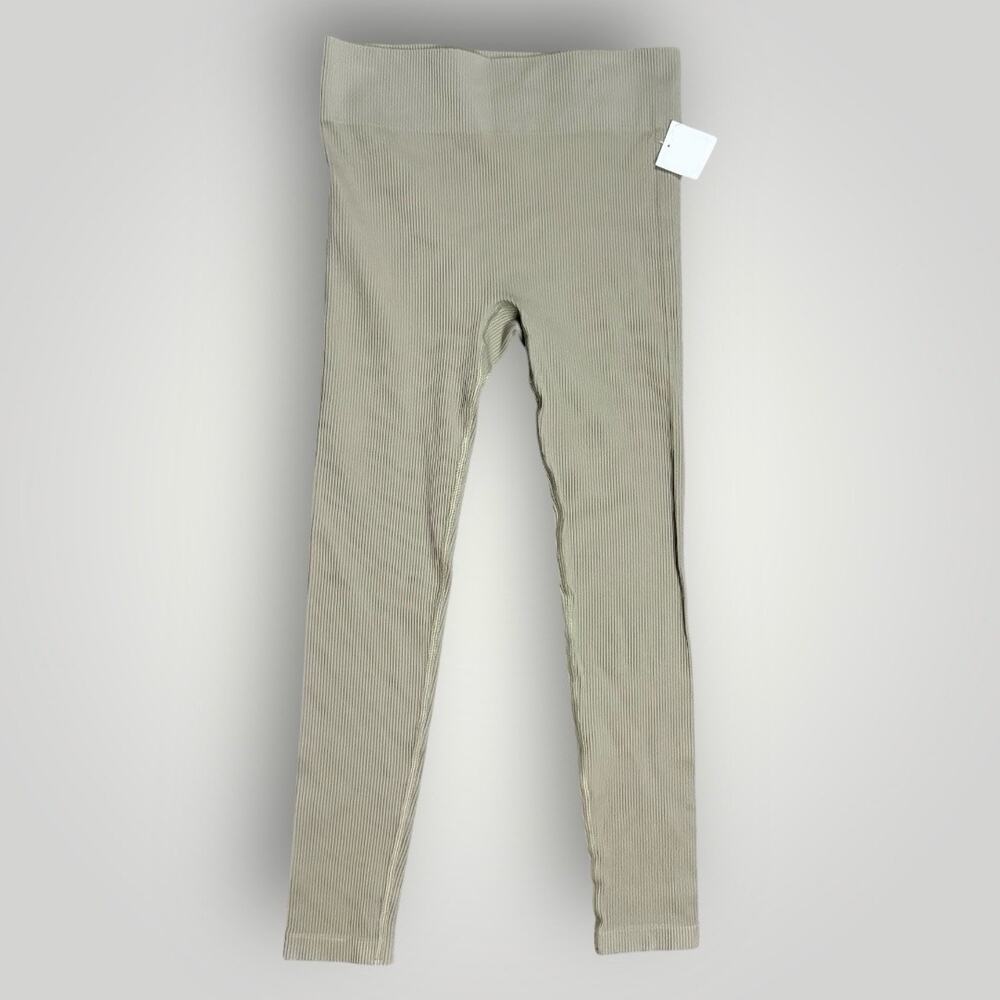 TOPSHOP NEW RIBBED YOGA PILATES LEGGINGS CREAM MEDIUM